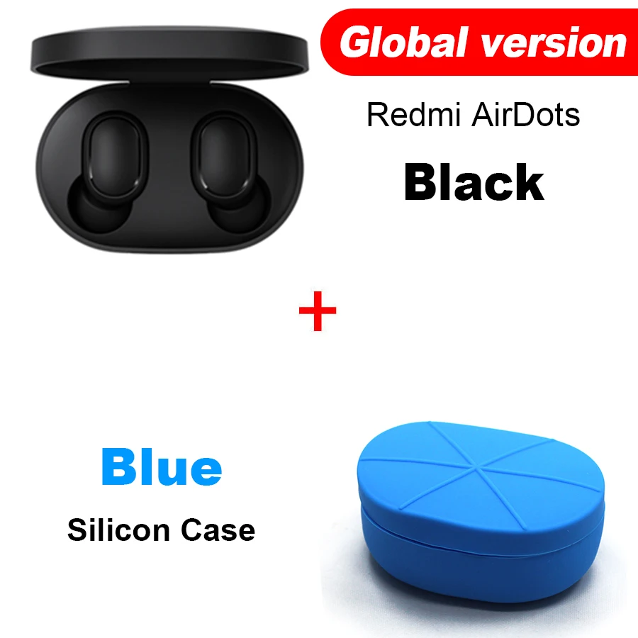 Global N Blue Case Xiaomi Redmi Airdots TWS Xiaomi True беспроводные наушники Голосовое управление Громкая связь Bluetooth 5,0 шумоподавление управление - Цвет: Global N Blue Case