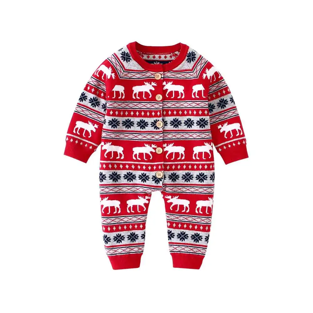 82W538-3 Christmas Baby Rompers Newborn Infantil Bebes Boys Girls Jumpsuits Clothes Autumn Winter Toddler Kids Overalls One Piece Outfits - Color: 82W538-3