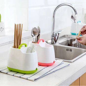 

Kitchen Multifunctional Drain Tableware Storage Box Tableware Storage Box Drain Basket Rack Gadget Accessories With Handle