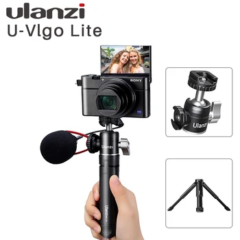 

Ulanzi Mini Vlog Tripod Dual Cold Shoe Ballhead for Microphone LED Light Extend Smartphone Tripod for Sony A6400 Photography kit
