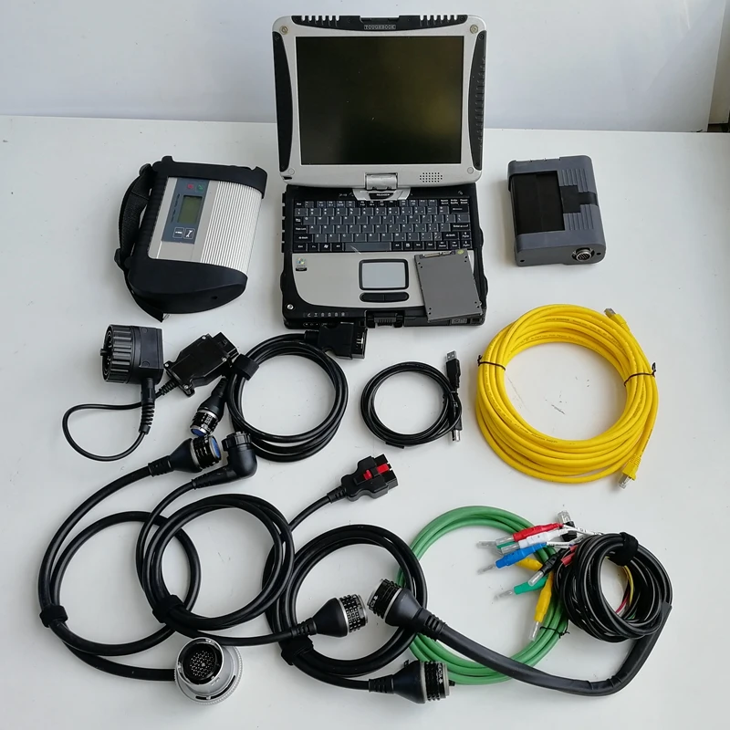 2в1 Автоматическая диагностика инструменты Mb Star C4 и Icom A2 с новейшим программным обеспечением, установленным хорошо на 1 ТБ SSD в б/у портативных компьютеров Cf-19