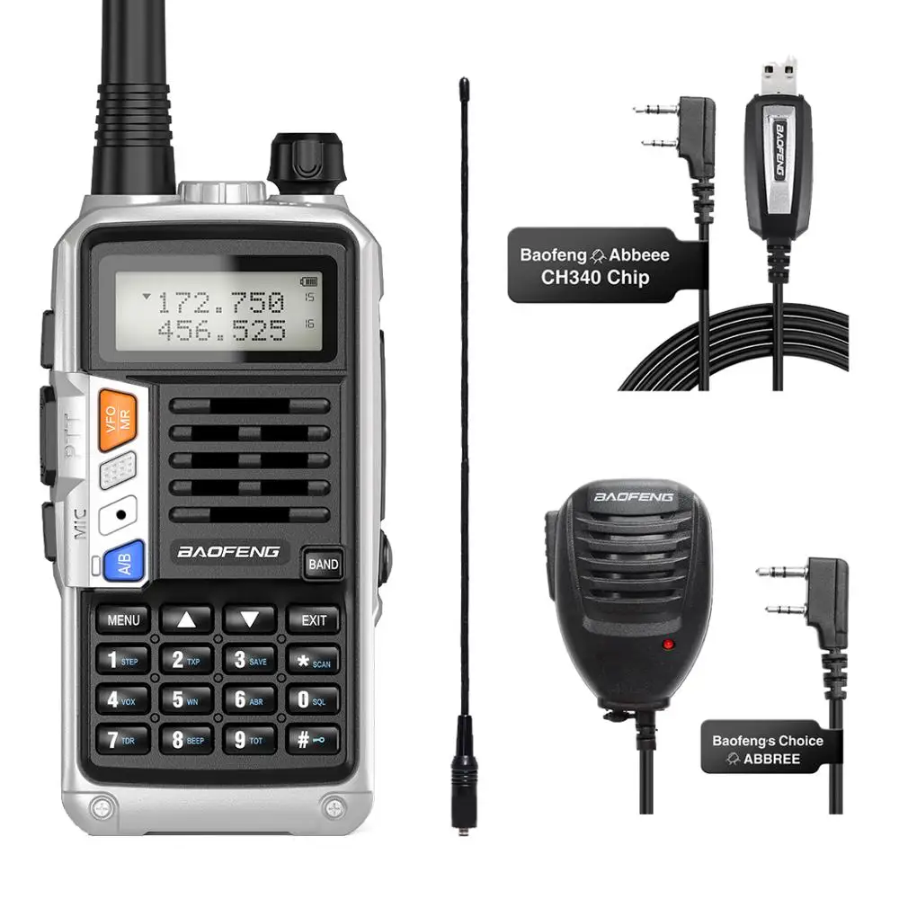Портативная рация BaoFeng UV-S9 Plus 10 Вт UHF/VHF двухдиапазонный динамик антенна