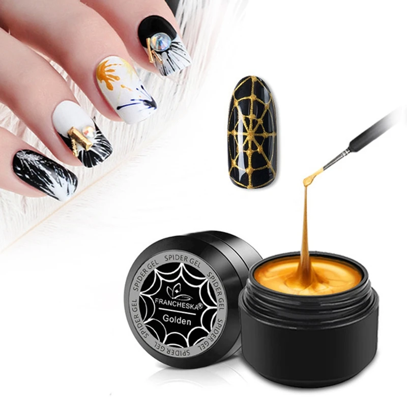 Francheska 2 Bottle 8Ml Spider Gel Nail Polish Art Uv Led Professional Nail Paint Uv Color Gel Lacquer Emboss Pulling Wire Spide