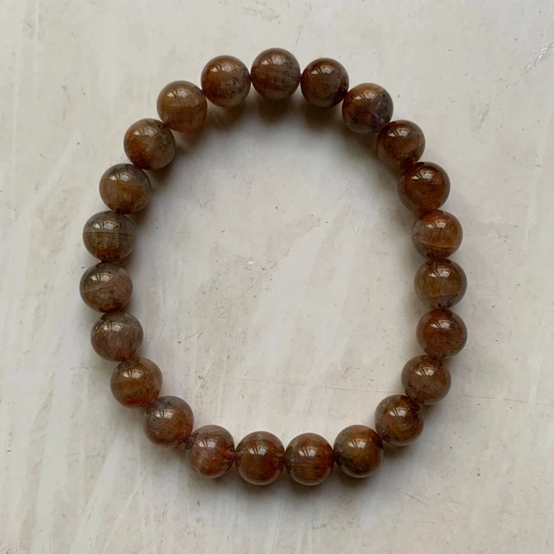 Auralite 23 браслет круглые бусины коричневый фиолетовый кристалл целебная энергия камень браслеты Auralite 23 Кристалл Naturelle подлинный - Окраска металла: Посеребренный