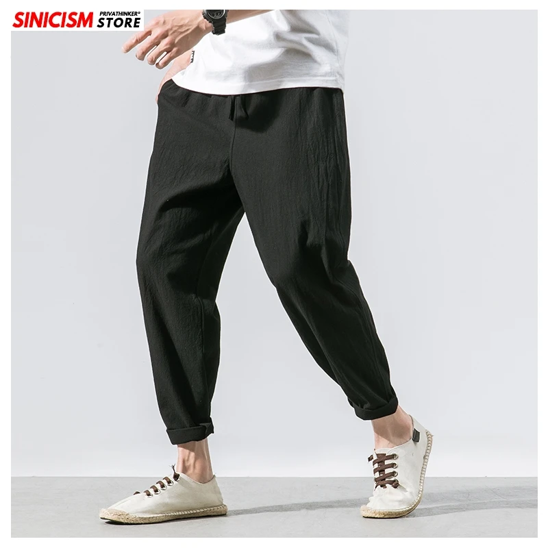 Sinicism Store 5XL хлопковые льняные повседневные брюки мужские летние штаны для бега 2020