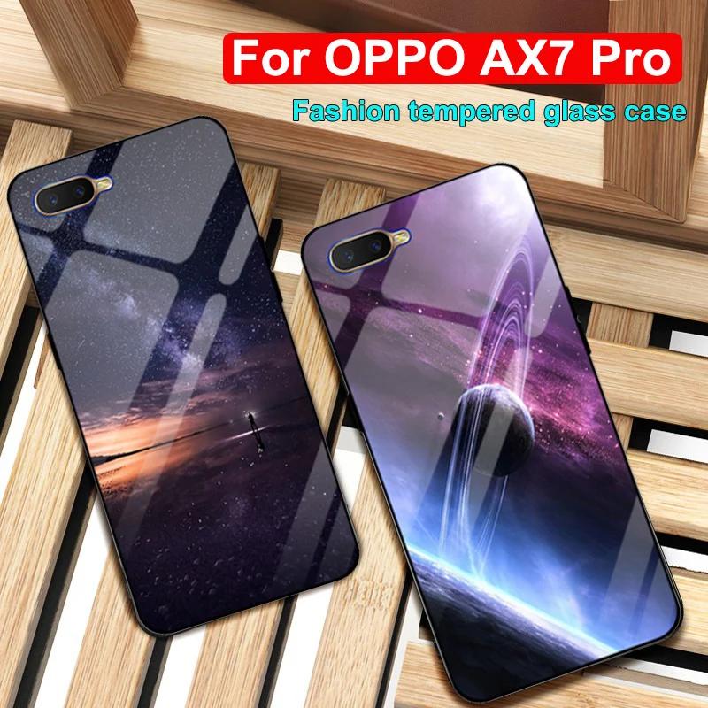 Для OPPO AX7 Pro Чехол 6," Звездное небо закаленное стекло+ края из ТПУ тонкий жесткий чехол для OPPO AX7Pro бампер AX 7 чехол для телефона