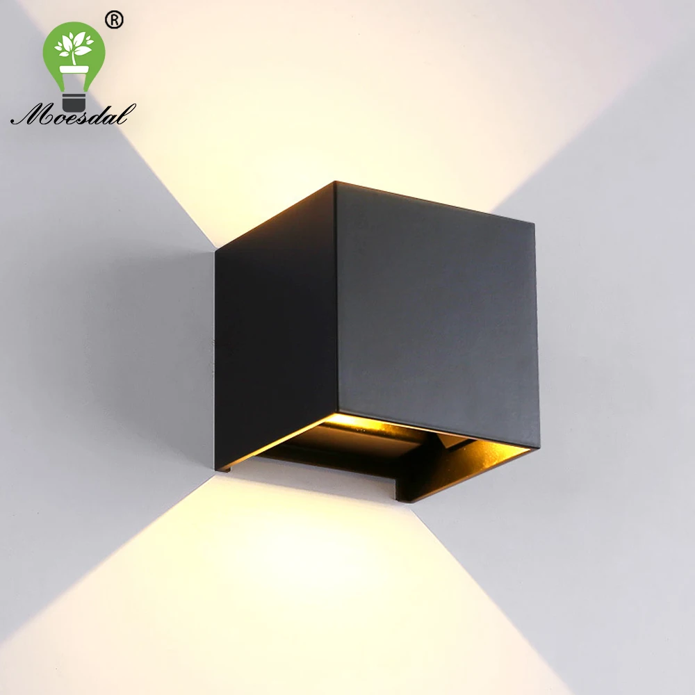 6W/12W LED wall light outdoor waterproof IP65 modern square light suitable for wall garden bedside bedroom decoration light box high end imported jewelry storage box dressing table bedside table decoration