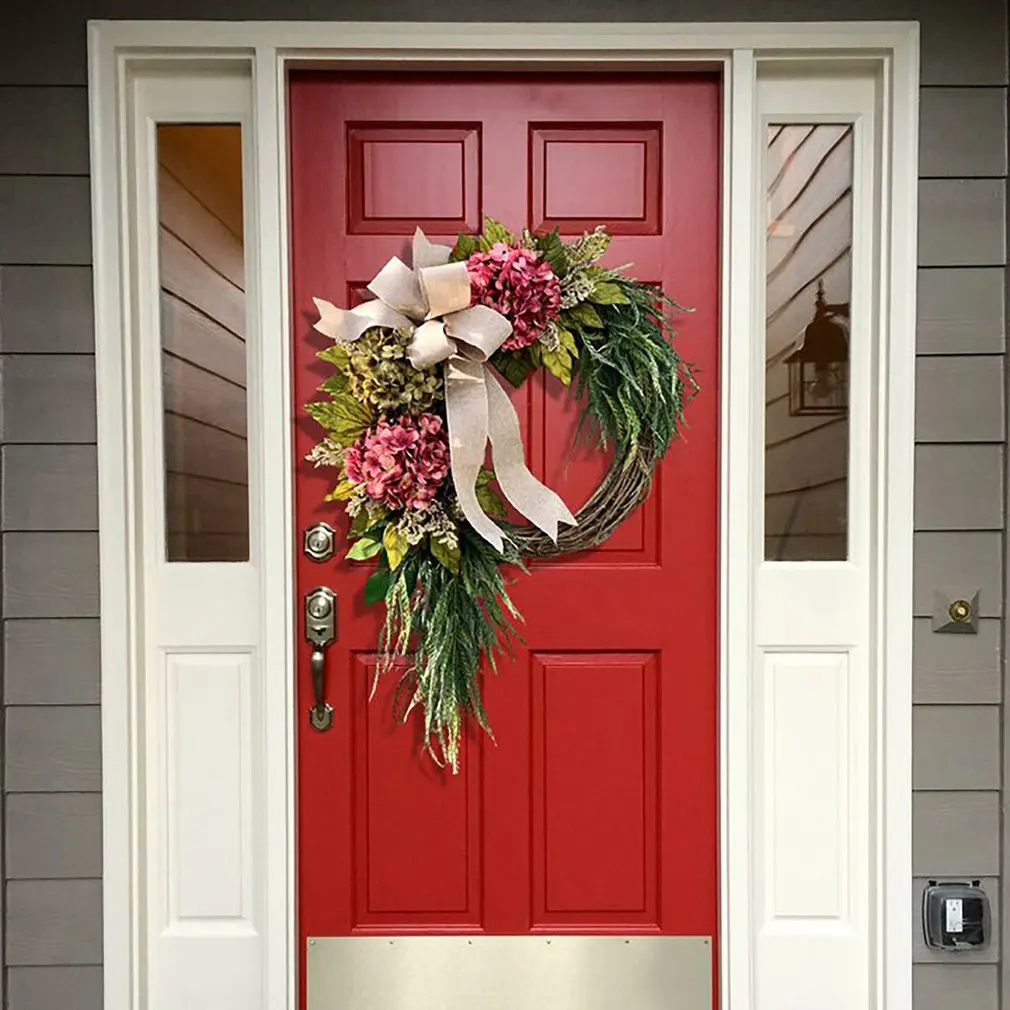 Christmas Decoration with Front Door Xmas Hanging Decoration for Living Room Bedroom Office Front Door Window Hanging Christmas Garland Simulation Wreath
