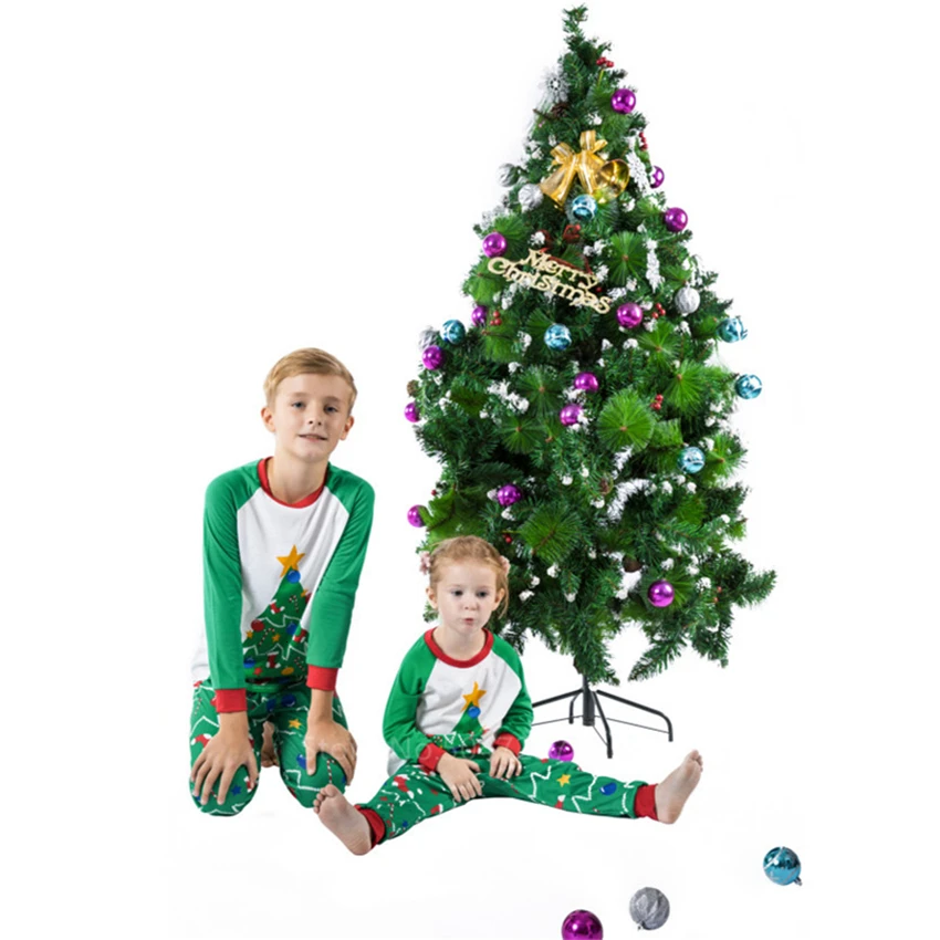 Семейная одежда новости рождественские пижамы "деревья" плюс Размеры для маленьких девочек одежда для сна для мальчиков мама Семейные комплекты для взрослых и детей Рождество