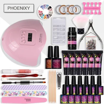

Nail Kit Polygel Set 36w LED Lamp 4 Color Hard Jelly Gel Quick Builder Nail Art Decoration Extension Gel Everything For Manicure