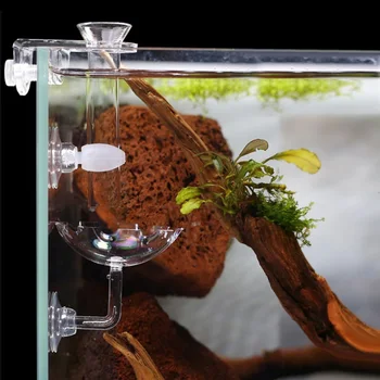 

Behogar 20cm Aquarium Glass Feeder Transparent Tube Acrylic Shrimp Feeding Tube with 6cm Dish Bowl Fixed Bracket Aquarium Supply