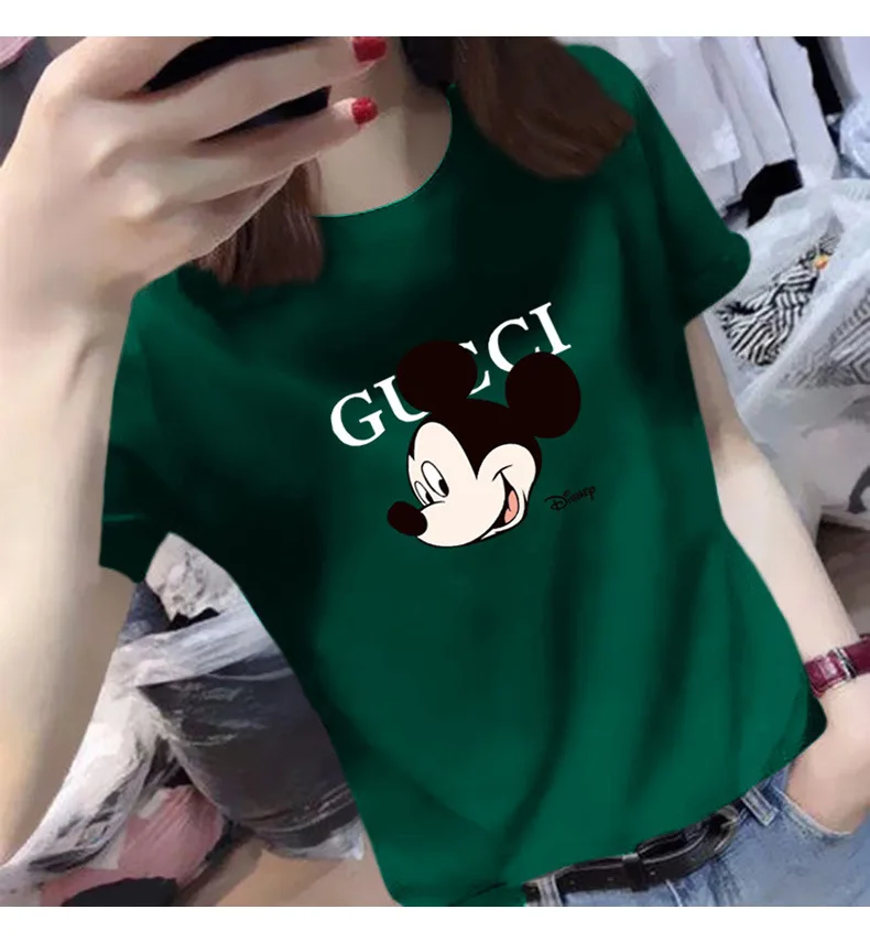 DISNEY women t-shirt Mickey short-sleeved T-shirt women's summer 2020 new slim body femme t-shirts Mickey Mouse top 6 color