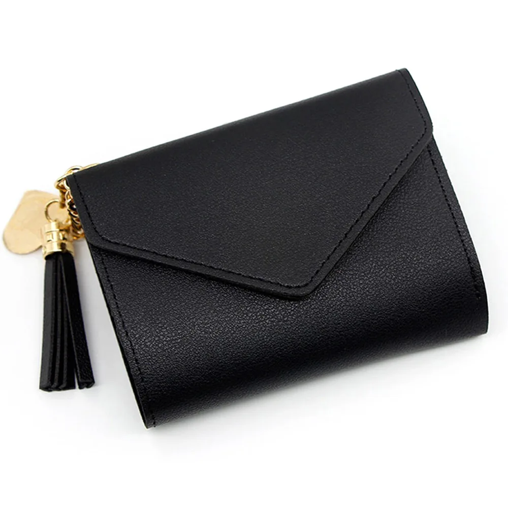 Women Simple Short Wallet Tassel Coin Purse Card Holders Handbag Red