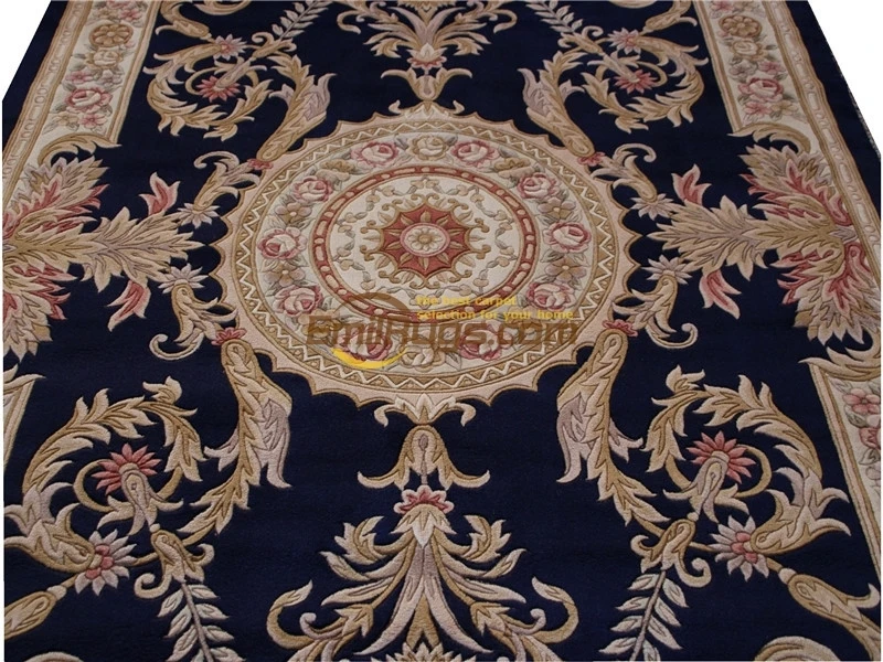 Aubusson, ковер с цветочным дизайном, чистая шерсть, ручная работа, вышитый Античный Декор, круглый ковер, ковер, шерстяные вязаные ковры