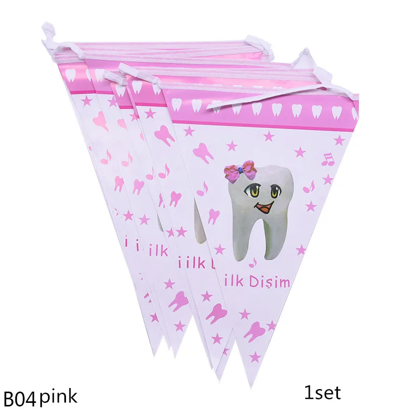 B04 pink Розовые синие одноразовые тарелки/чашки/скатерти/салфетки мультфильм зуб посуда детский душ день рождения посуда предметы снабжения 8 - Цвет: B04 pink