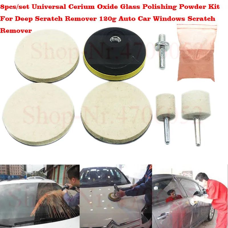 

8pcs/set Universal Cerium Oxide Glass Polishing Powder Kit For Deep Scratch Remover 120g Auto Car Windows Scratch Remover
