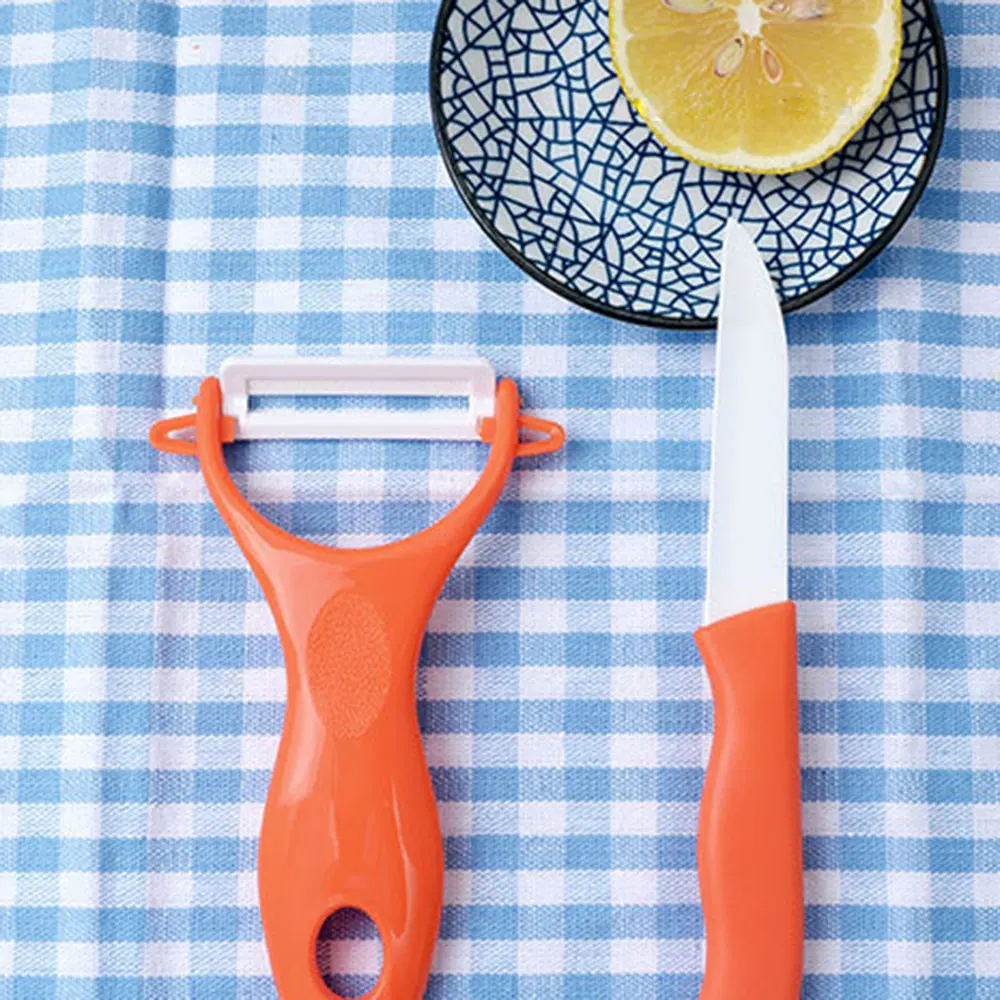 Керамический нож, нож для фруктов, пластиковый нож для фруктов, набор, ПП, кухонные инструменты, для резки овощей, готовка, острые столовые приборы для нарезки - Цвет: Orange