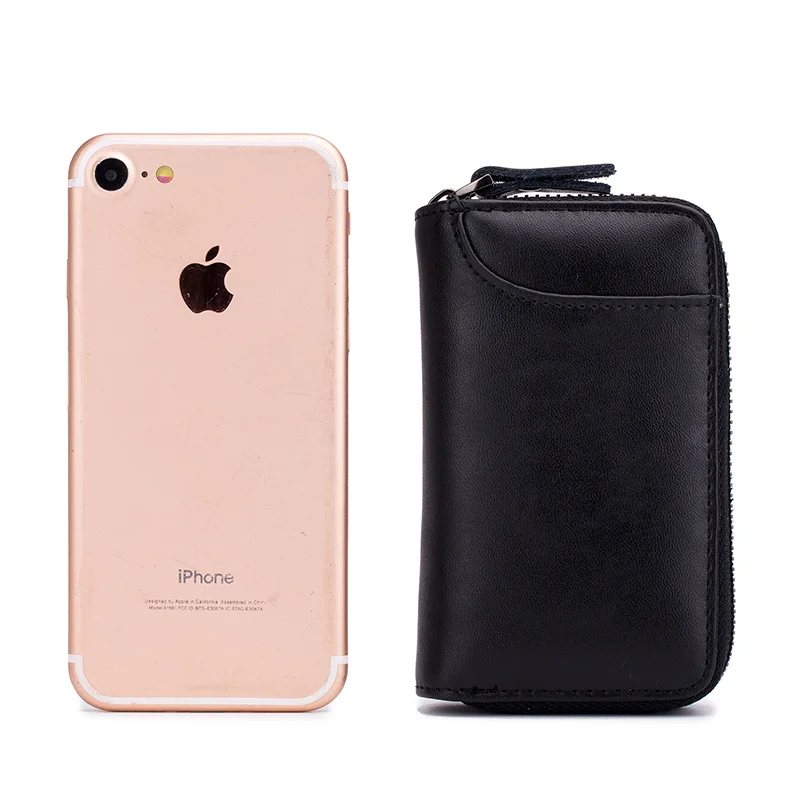 Men leather zipper car key wallet ladies casual butler 6 key organizer holder keychain wallet fashion firm