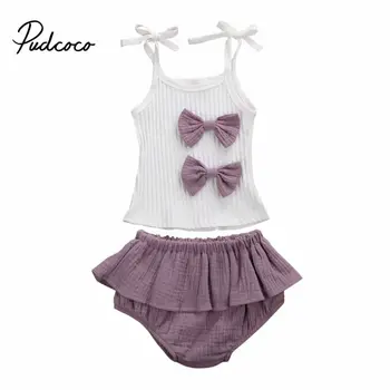 

Bodysuits Sleeveless Cotton Cute Sling Vest Shorts Ruffles Summer Clothing 2pcs Newborn Infant Baby Girls Clothes Sets Tops