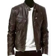 Yfashion, модное пальто из искусственной кожи для мужчин, куртка на молнии со стоячим воротником, мотоциклетные куртки, мужские повседневные офисные деловые куртки