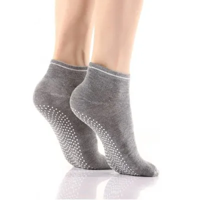 Women High Quality Pilates Socks Anti-Slip Breathable Backless Yoga Socks Ankle Ladies Ballet Dance Sports Socks for Fitness Gym gray