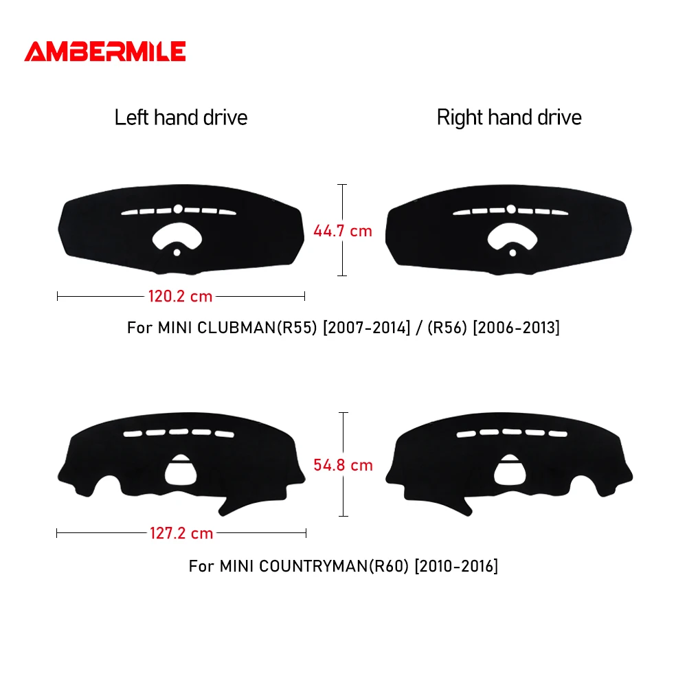 AMBERMILE Flannel Car Anti Slip Mat Dashboard Mat Pad Dashmat Carpet Cover Mini Cooper Countryman R55 R56 R60 Accessories dashboard pad cover