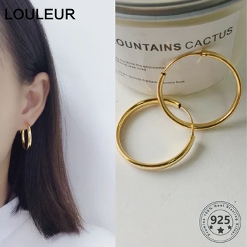 

LouLeur 925 Sterling Silver Round Circle Hoop Earrings Geometric Openwork Glossy Simple Fashion Earrings for Women Charm Jewelry