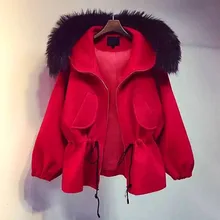 LANMREM Новинка года; сезон осень-зима; модное однотонное милое шерстяное пальто с капюшоном и карманами и длинными рукавами для женщин; PA983