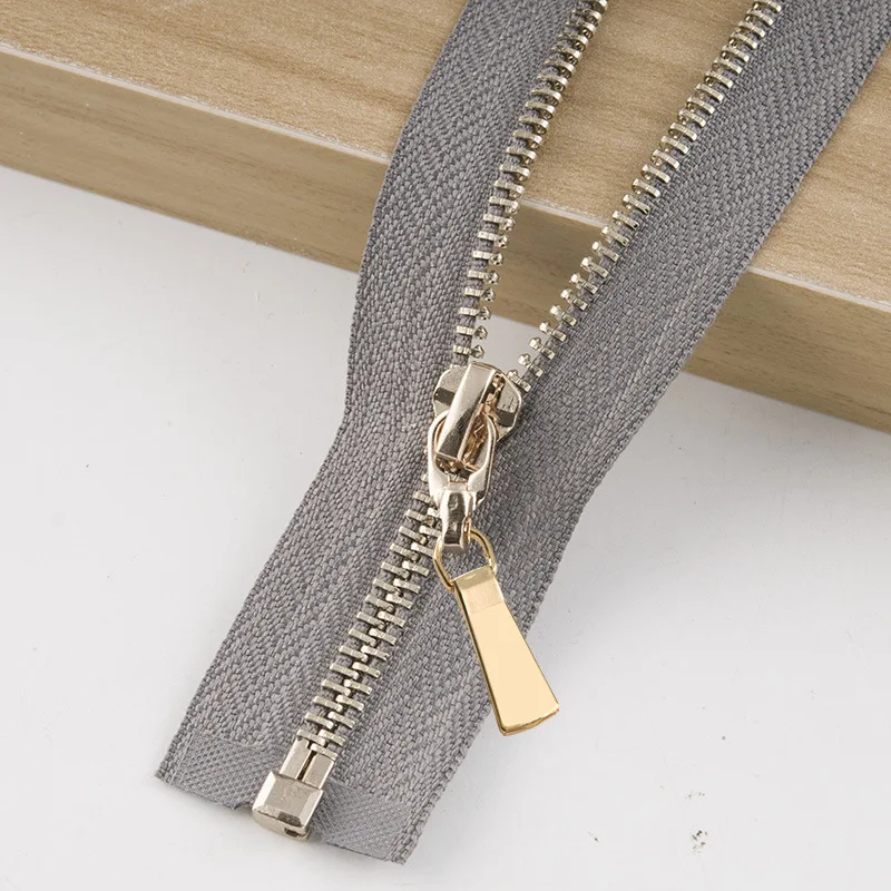 GoldGray Meetee 1 шт. 85 см 5# металлическая молния открытый конец самофиксирующийся пуховик пальто застежка-молния DIY пошив костюма аксессуары для ремонта одежды ZA010 - Цвет: GoldGray