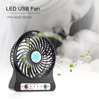 

Portable Mini LED Fan Air Cooler Battery Operated USB Charging Desktop 3 Mode Speed Regulation LED Lighting Function