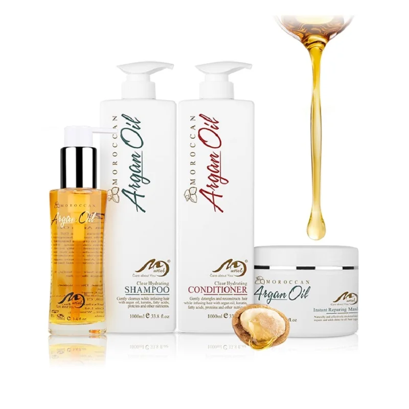

Progressiva Sem Formol 4pcs Muriel 1000ml Profissional Perfume Shampoo and Conditioner+300ml Hair Mask+100ml Argan Oil Set