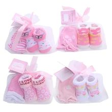 Милые носки для малышей с героями мультфильмов; нескользящие перчатки; комплект; сезон осень-зима; хлопковые носки для малышей; перчатки; подарок на Рождество и день рождения