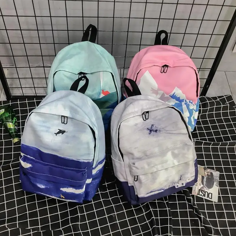

New Style Landscape Printing Backpack Unisex Casual Backpack Student Bag Large Capacity Travel Bags Fashion Backpack for Teens