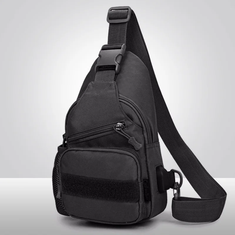 

MEN'S Single-shoulder Bag USB Charging Chest Pack Tactical Chest Pack Shoulder Bag Men's Outdoor Canvas Theft