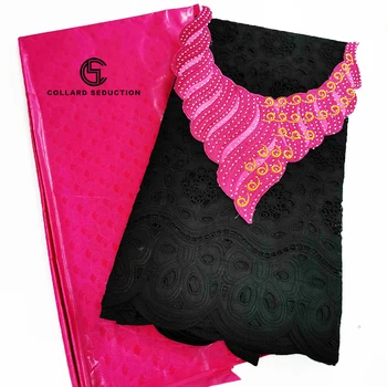 

Bazin Riche Fabrics Swiss Voile Lace In Switzerland With Free chest collar 2020 African Senegal Wedding Dress Dry Lace Stones