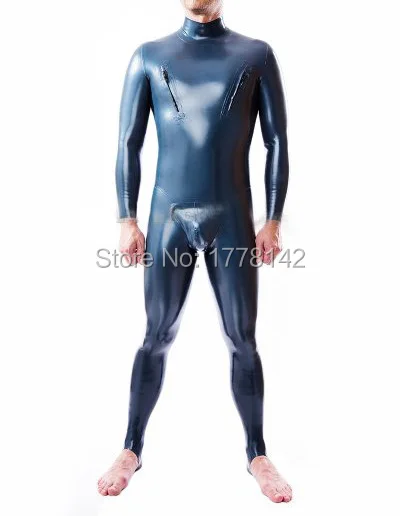 

MEN LATEX CATSUIT ZIP CHEST OPEN CROTCH WITH CODPIECE CUSTOM MADE