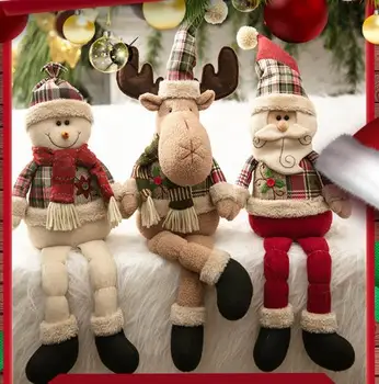 

2020 New Hot Fashion Creative Christmas Shop Window Decoration Cute Santa Claus Snowman Ornaments Long Legs Sitting Doll