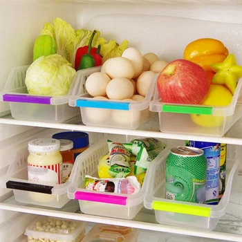 

2020 Plastic Refrigerator Drawer Organizer Freezer Storage Bins Kitchen Collecting Tray Container Random Color