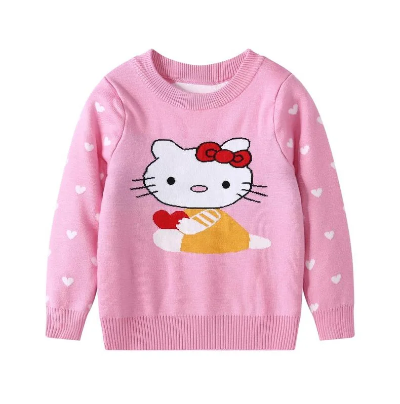 pink kitty Детская одежда с рисунком Микки Мауса; Зимний толстый вязаный пуловер с высоким воротником для мальчиков и девочек; детские свитера - Color: pink kitty