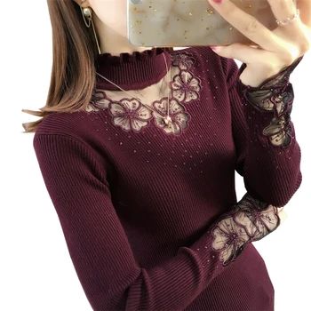 

Women's Ruffles Turtleneck Sweater Women Fashion Jersey 2020 New Spring Autumn Lace Pullover Female Sweater Jumper Truien Dames