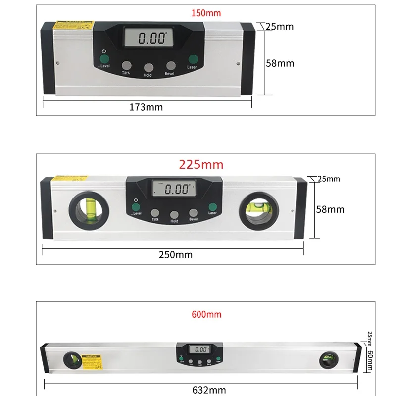 Красный лазерный Магнитный уровень линейка цифровой lcd транспортир Инклинометр спиртовой уровень алюминиевый сплав лазерный измерительный уровень конический