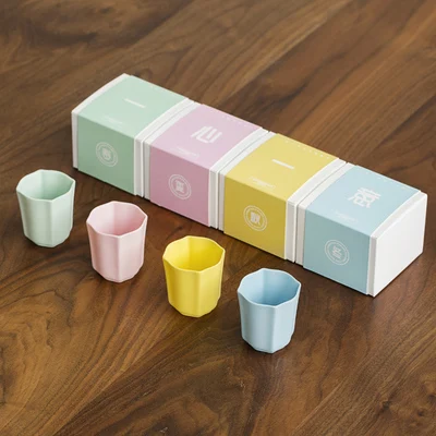 Ceramic Creative Color Small Tea Cup Set Four Seasons Cup Home Kung Fu Black Tea Jin Jun Mei Teaware Gift Set Free Shipping