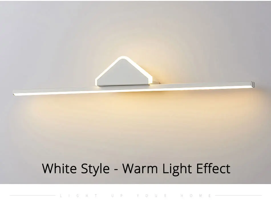 Современный 40 см 60 см 80 см светодиодный зеркальный светильник, железный кремниевый белый черный окрашенный светильник для туалетной комнаты, светильник для макияжа Wandlamp