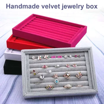 

2019 Portable Velvet Jewelry Ring Jewelry Display Organizer Box Tray Stand Holder Earring Jewelry Storage Case Showcase bj88