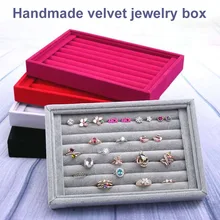 Gran oferta de moda portátil anillo de terciopelo organizador de exhibición de Joyas caja soporte bandeja pendiente caja de almacenamiento