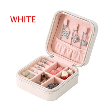 

PU Jewelry Box Portable Storage Organizer Earring Holder Zipper Women Jewelry Display Travel Case Ring Earring Storage Case