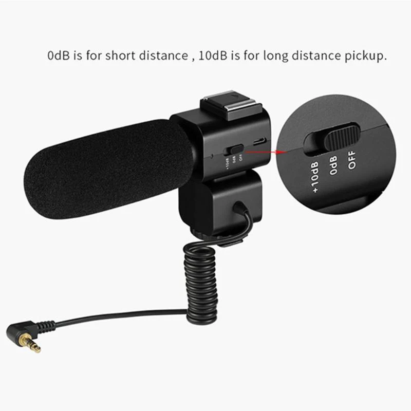 Cm-520 External Condenser Microphone W/Hot Shoe Mount Mobilephone Adapter for Smartphone Canon Nikon Sony Dslr Video Camera