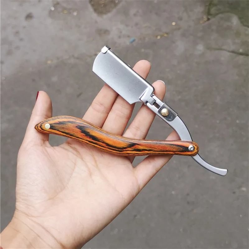 

Anual Razors Redwood Handle Shaver Men's Shaving Razor Professional Barber Hair Cut Razor Change Blade Type Shaving Knife