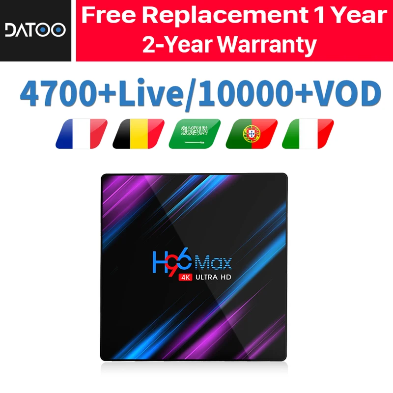 

IPTV France H96 Max-3318 TV Box Smart Andorid 9.0 1 Year DATOO IP TV Subscription IPTV Arabic France Belgium Netherlands Top Box