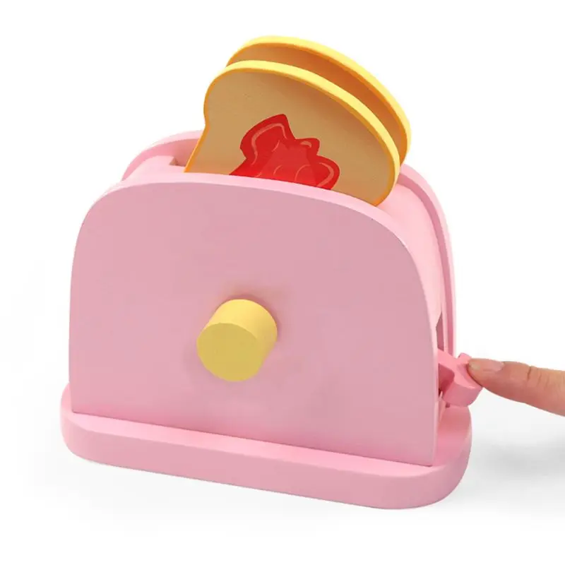 

1Set Pretend Play Wooden Toy Children Play House Toast Bread Machine Kitchen Puzzle Building Block Toy E65D